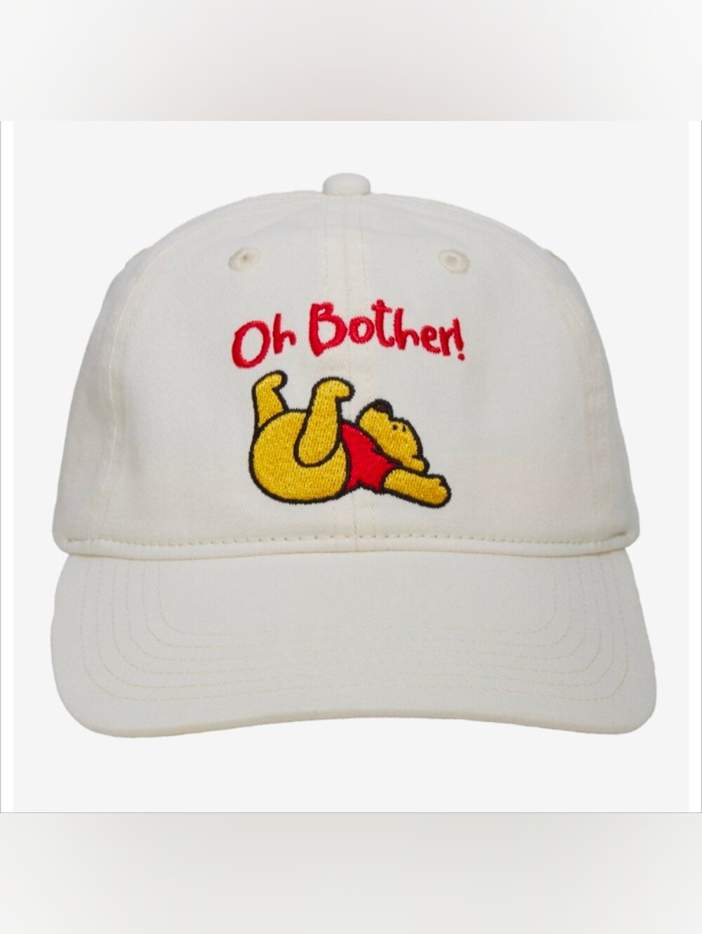 Disney Cream Baseball Cap Dad Hat with Embroidered Winnie the Pooh Oh Bother!